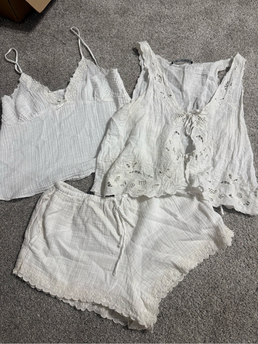 Zara White Lace-Trim Three-Piece Sleep Set